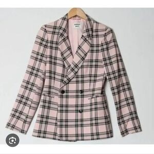 ARITZIA | SUNDAY BEST Pink Black Galt Plaid Double Breasted Blazer XS $168